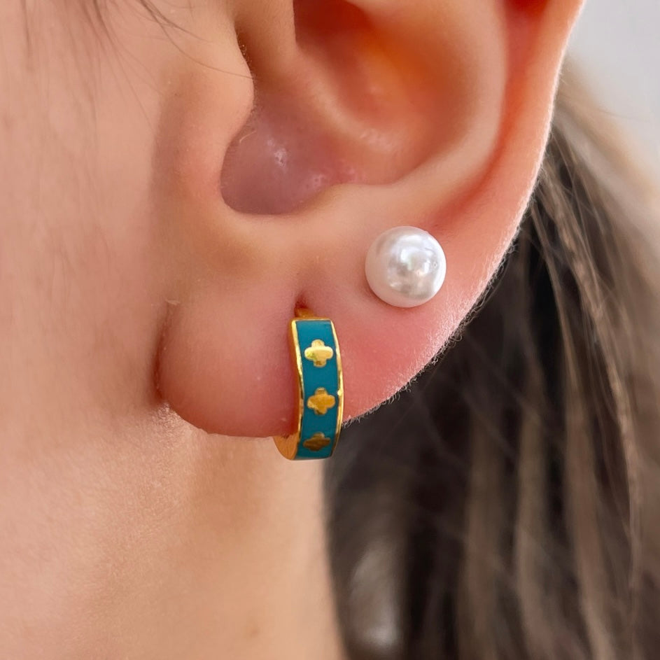 21k Turquoise on Gold Hoops