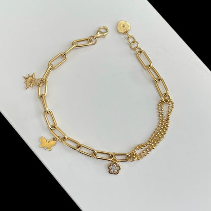 18k Paperclip Charm Bracelet