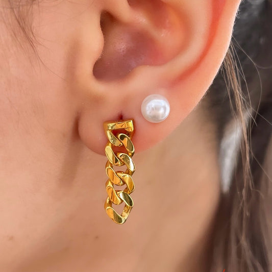 21k Cuban Link Earrings